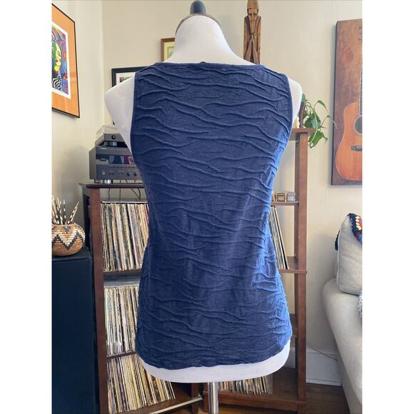Toad Co Tank Top S Navy Blue Samba Tank Sleeveless Wave Texture Organic Stretch - Picture 5 of 12